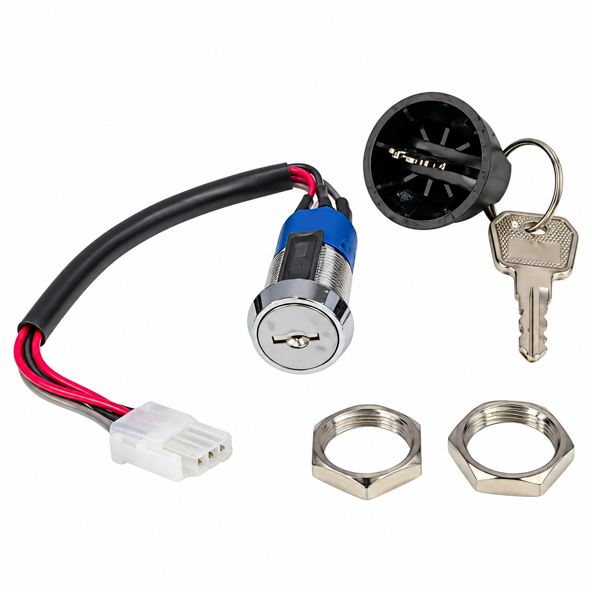 EP Equipment 1115-520003-0A Key Switch Harness with ignition switch, keys, wiring connector and mounting nuts for electric pallet trucks
