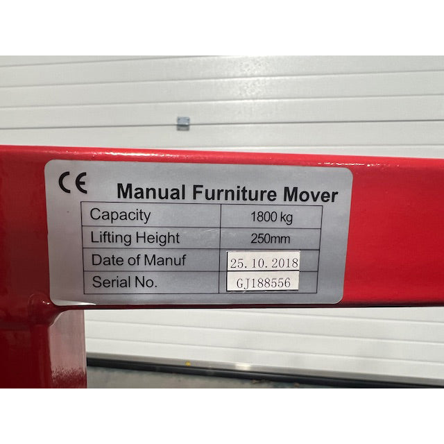 Lift Mate FML180B equipment mover showing lifting mechanism and toe plate 2018