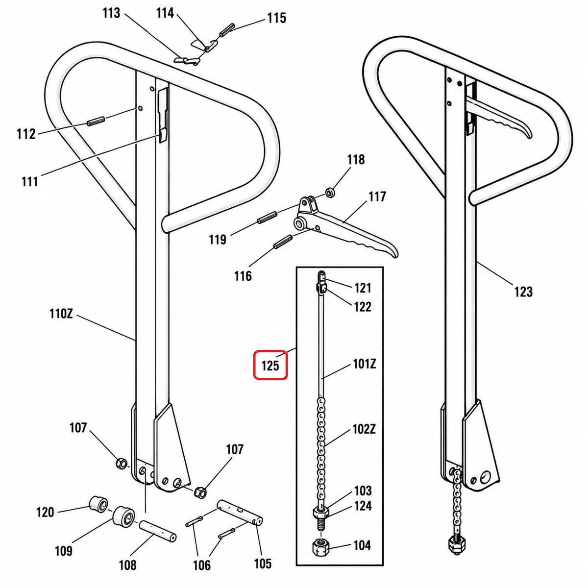 Staxx 11040125 Pull Rod and Chain Assembly - WH25G / WH30G