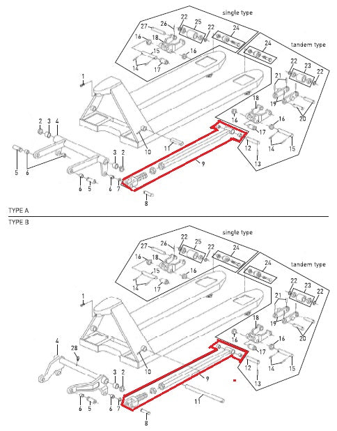 Push Pull Rod Assembly Fork Length 1500mm DF2500 Total Lifter 144TA2704