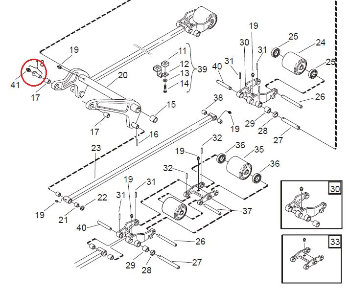 Torsion Tube to Thrust Plate Axle Complete L2000 BT Rolatruc 30020