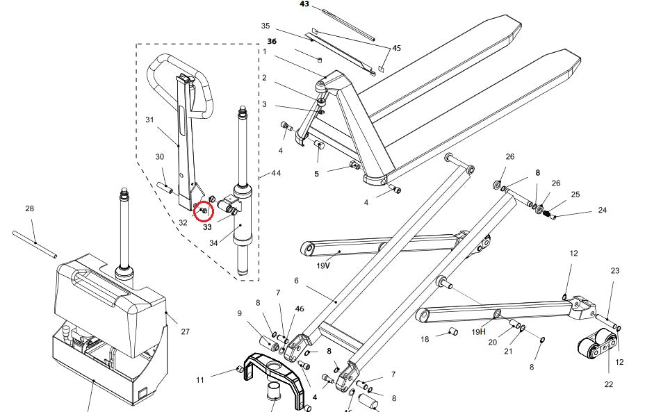 Handle Axle Bolt With Flange M8x20 EHL1004 Logitrans 916820