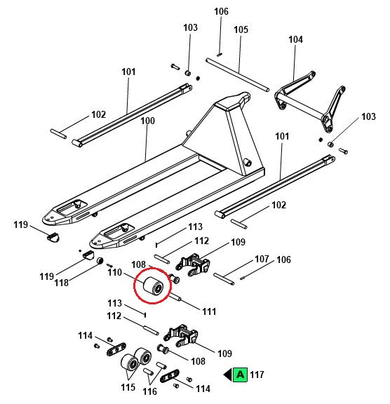 Wheel Complete Polyurethane 82mm x 82mm x 20mm Pramac S0002010178