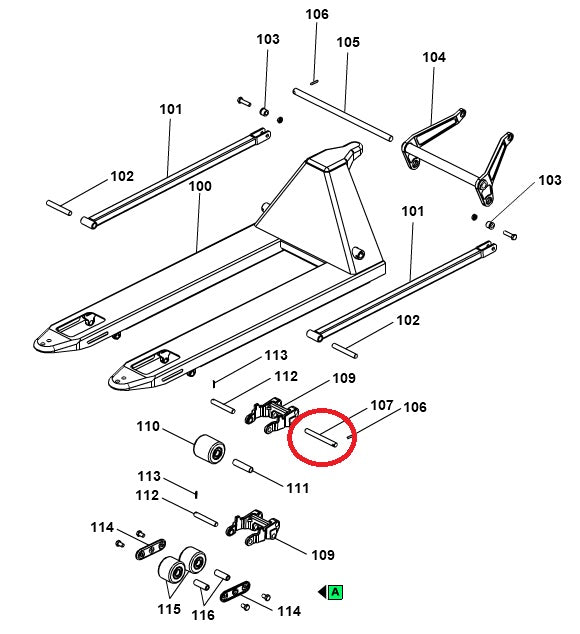Pramac Lifter GS BASIC-22 Axle 16mm x 150mm S0002205040