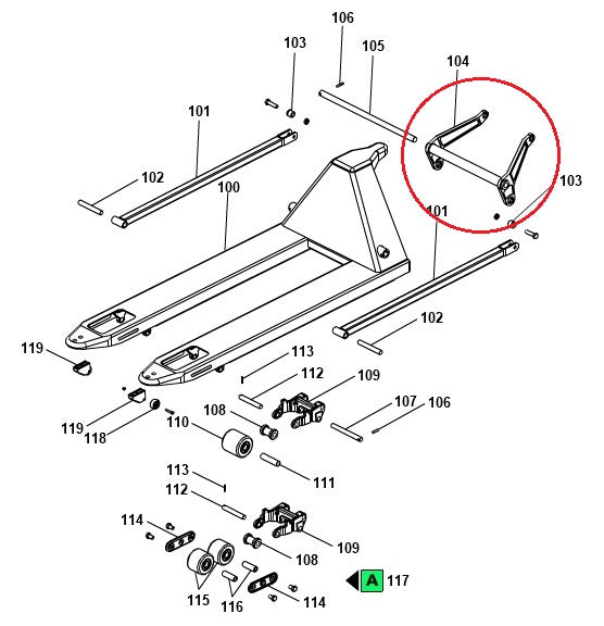 Rocker Arm 525mm Fork Width GS25 Premium Pramac V000003039-9005