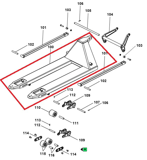Chassis Frame 525mm x 1150mm GS22 Basic Pramac V0001010208-PRAMAC