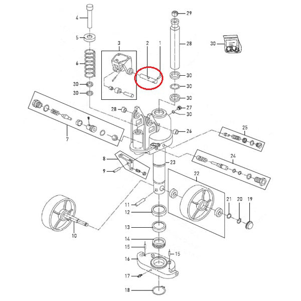 Total Lifter DF2500 Handle Pivot Axle 20mm x 122mm 144TA2909