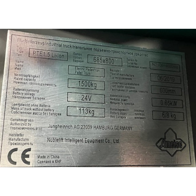 Jungheinrich Ameise PTE1.5 - 1500kg Electric Pallet Truck