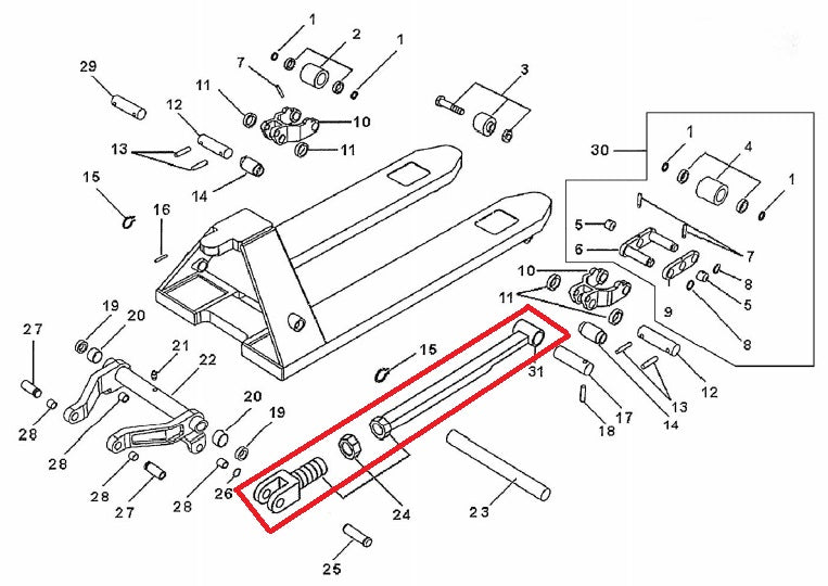 Push Pull Rod Assembly Fork Length 1800mm HPT-A Total Lifter 128TA4417