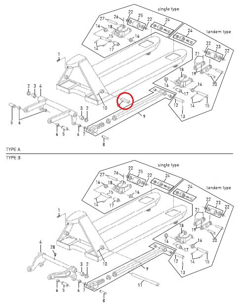 Torsion Tube Pivot Axle DF2500 Total Lifter 144TA2676