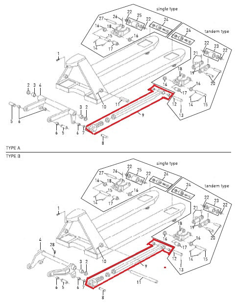 Push Pull Rod Assembly Fork Length 1500mm HPT-D Total Lifter 144TA2704