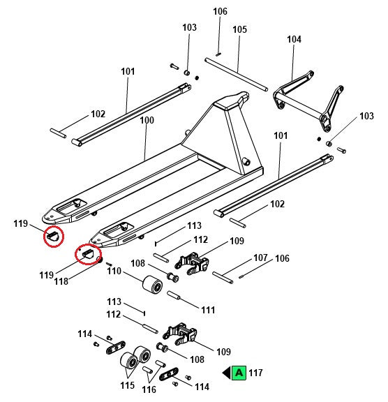 Fork Entry Roller Bracket GS25 Premium Pramac G09660