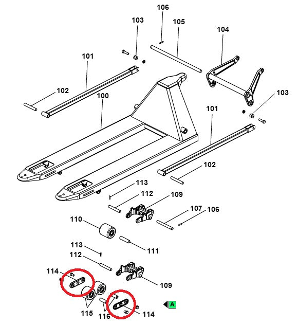 Tandem Load Roller Wheel Rocker Holder Pramac S000003005